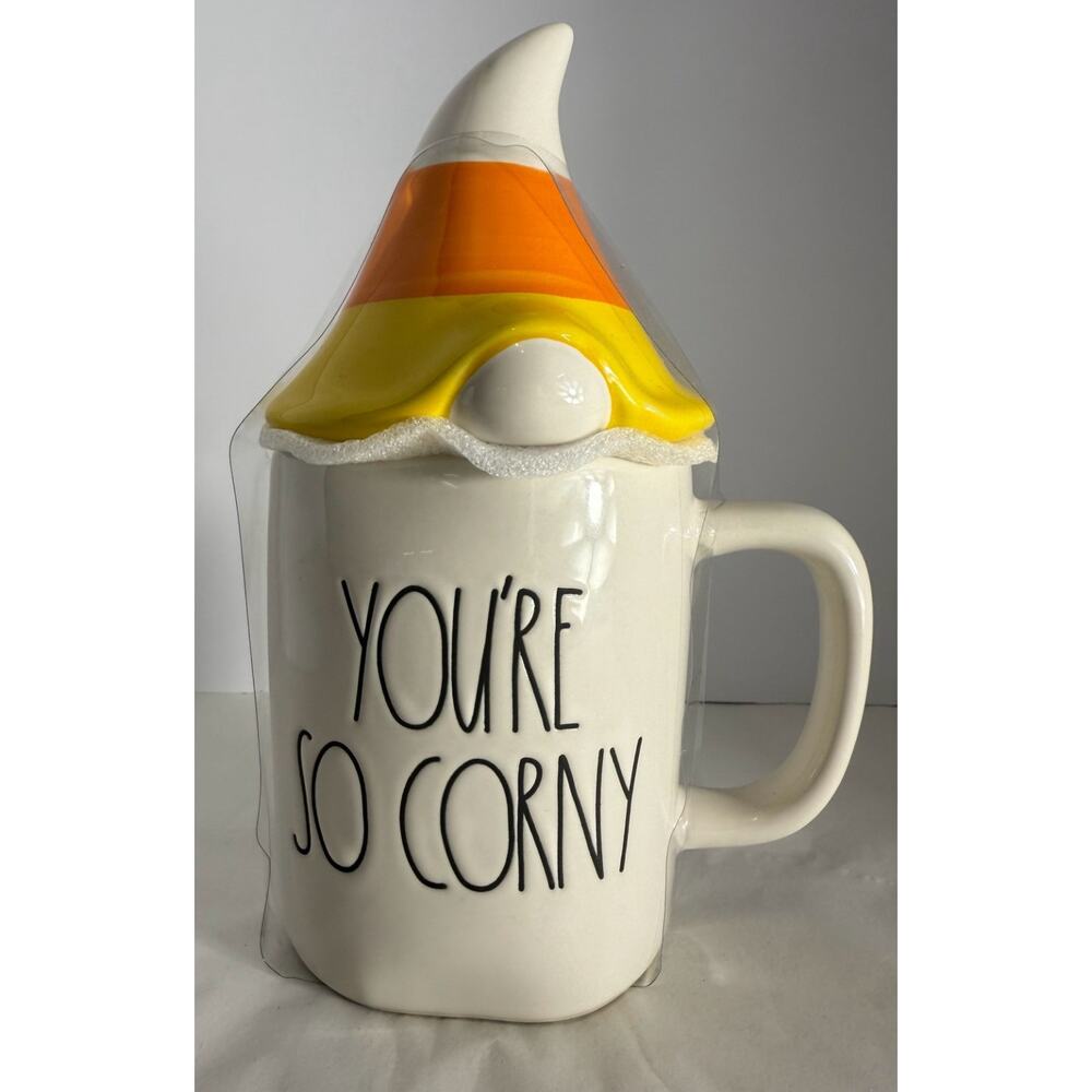 NIB Rae Dunn You're So Corny‎ Candy Corn Gnome Top Mug Halloween